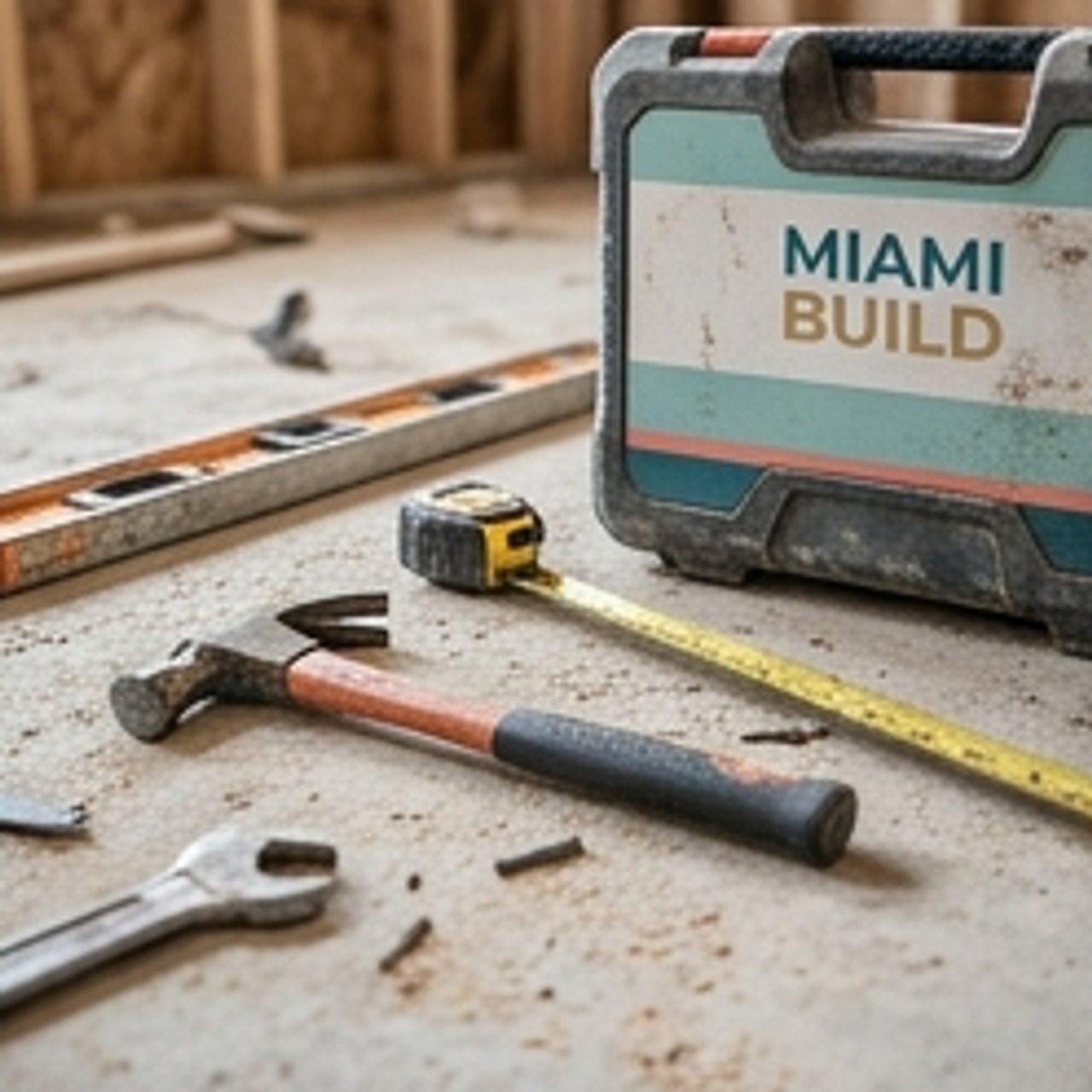 closeup of tools on construction site