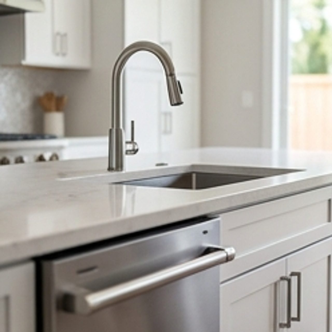 closeup of renovated kitchen fixtures
